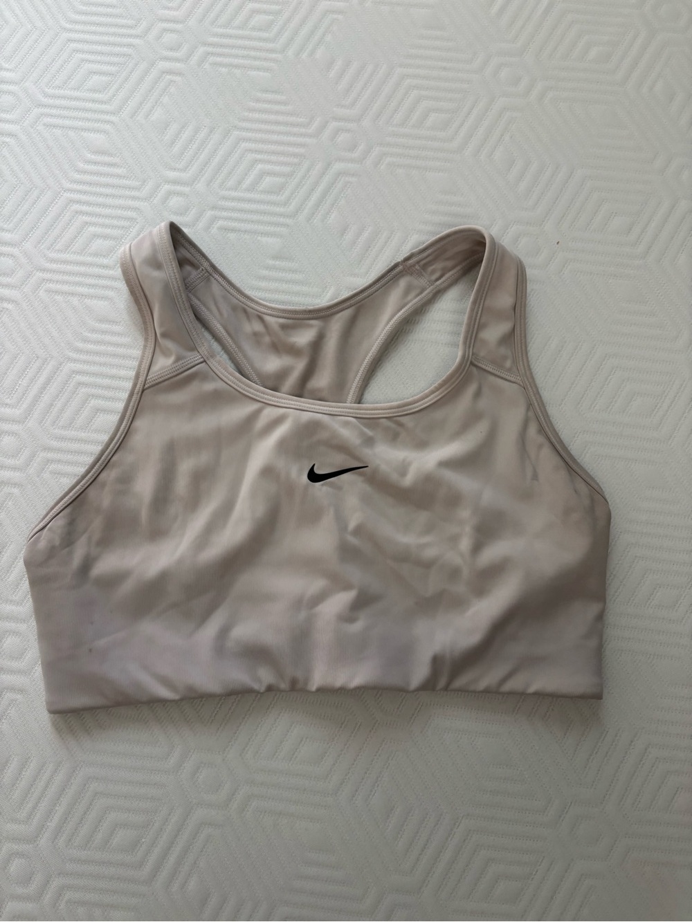 Nike White Racerback Sports Bra with Black Swoosh